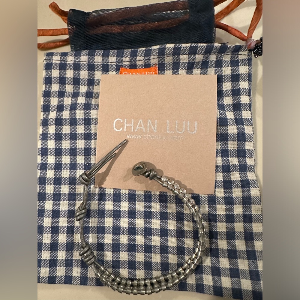 Chan Luu single wraps bracelet silver cord and silver rhinestones new in bag